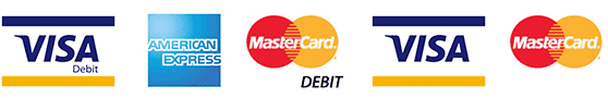 We accept Visa, Amex, Mastercard